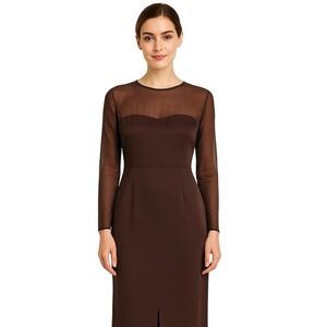 Vintage Sunny Choi Sheer Overlay Cocktail Dress Brown Size 14 (Fits Modern 8–10)